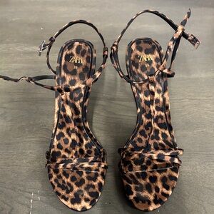 Zara Animal Print Strappy Sandals
